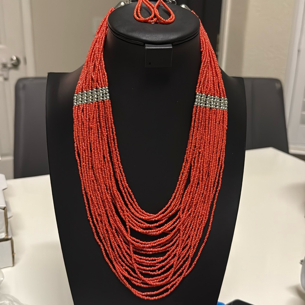 Elegant Orange Beaded Necklace